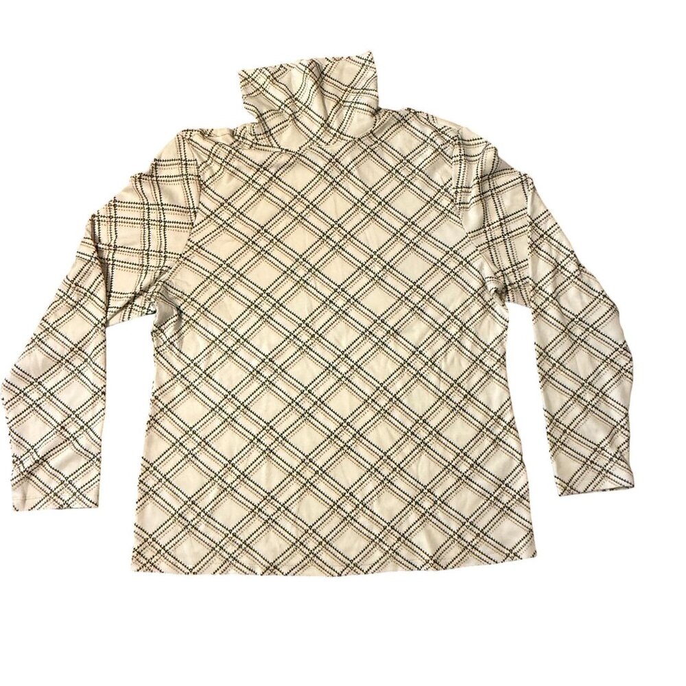 Karen Scott Womens XL‎ Turtleneck Long Sleeve Plaid Top